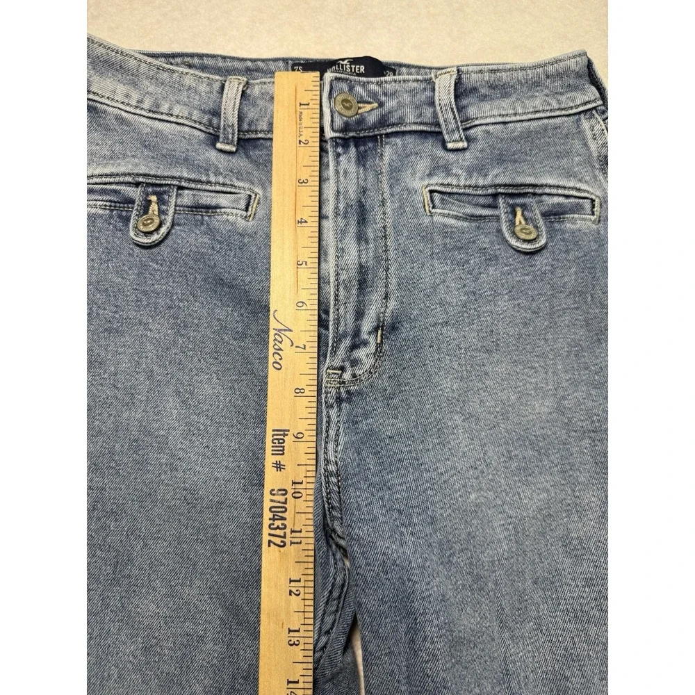 Hollister Ultra High‎ Rise Mom Jeans 7S W28 L25 Light Wash Vintage Stretch Denim - Picture 5 of 7